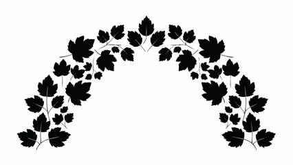 Black silhouette of a decorative archway made of leaves.