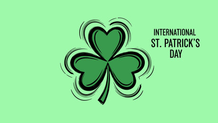 Stylized illustration of a shamrock for International St. Patrick's Day on green background