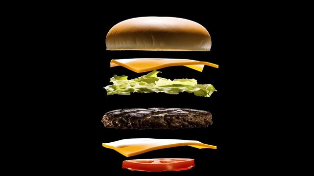 Hamburger d&eacute;compos&eacute; en strates