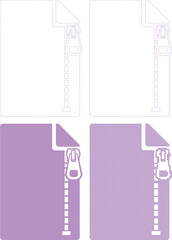 Four purple zipper folders in different states of completion on white background