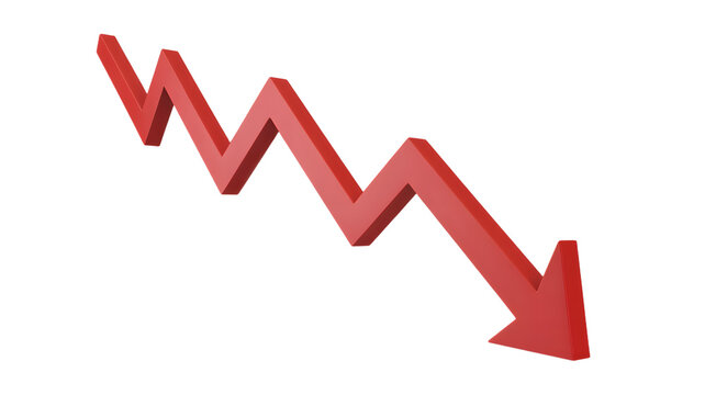 Declining trend graph with red arrow pointing downward sharply
