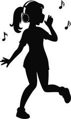 Girl Wearing Headphones And Dancing To Music