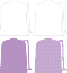 Industrial water towers in various design styles and colors