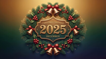 three-dimensional calendar cover illustration template for christmas 2025 illustration template