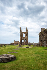 Ancient ruins of St. Andrew's Cathedral in St. Andrews, Fife region.