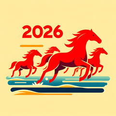 2026년 붉은말의 해 일러스트