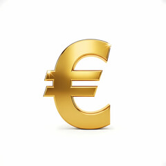 Golden Euro symbol on white background for finance and business