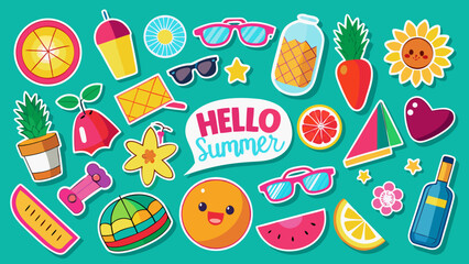 Summer sticker collection Vector