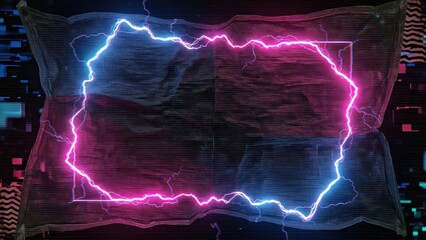 Neon Electric Frame With Glitch Effect Abstract Background Digital Art Design.jpg