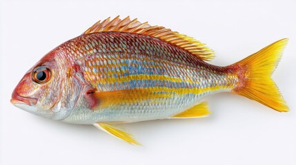 Fototapeta premium Vibrant yellowtail snapper with striking striped pattern.