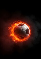Naklejka premium Fiery Soccer Ball Illustration with Dynamic Flames Effect