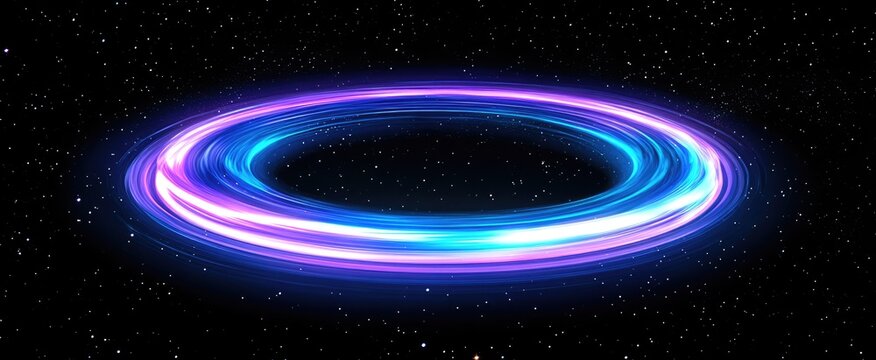 A blue and purple galaxy background with stars, a small white light in the center of it.