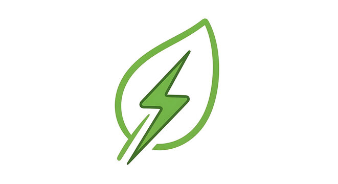 A green leaf logo with a lightning bolt symbolizes eco-friendly energy solutions - Powered by Adobe