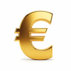 Obraz premium Shiny gold Euro symbol on white background for finance concepts