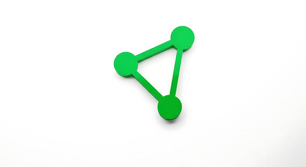 A green triangular network symbol on a white background