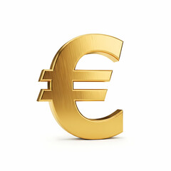 Golden Euro symbol on white background
