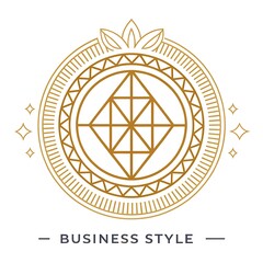 Elegant geometric emblem design with floral elements for luxury branding