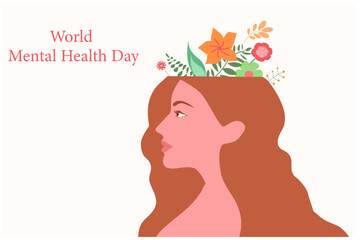 World mental health day, Mental healt, positive thinking, mindfulness, happiness concept. vector illustrations