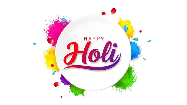 Vibrant holi celebration logo with colorful paint splashes