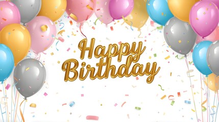 colorful balloons birthday design with white background