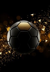 Fototapeta premium Golden Soccer Ball with Sparkles on Transparent Background