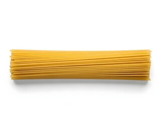 A horizontal bundle of dry spaghetti