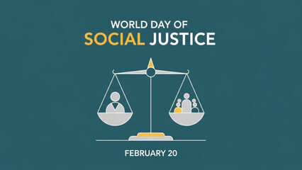 World Day of Social Justice Scales Balancing Equality on February 20