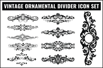 Vintage Ornamental Divider Icon Set &ndash; Classic Floral Calligraphy Elements