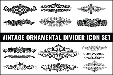Vintage Ornamental Divider Icon Set &ndash; Classic Floral Calligraphy Elements