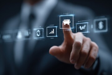 Consultant using digital interface to manage financial services and payment automation for effective banking solutions in fintech