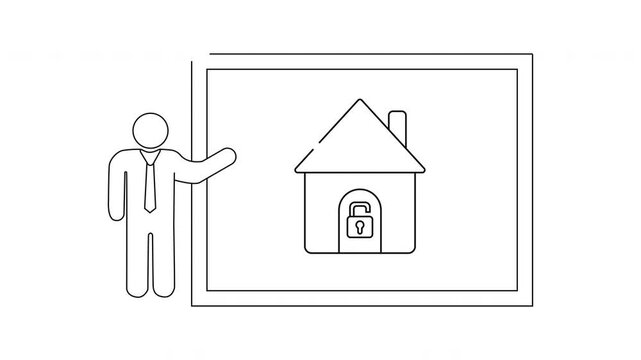 Secure Home Presentation - Line Art Illustration for Real Estate.