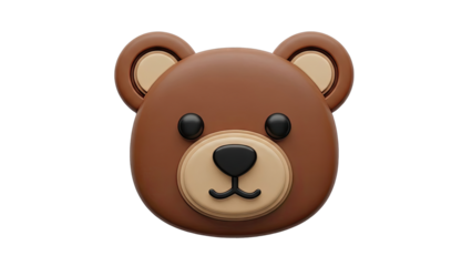 3D Render of a Cute Brown Teddy Bear Face