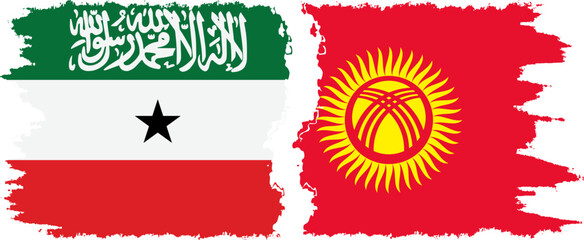Kyrgyzstan and Somaliland grunge flags connection, vector