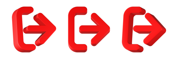 logout icon 3d render red color