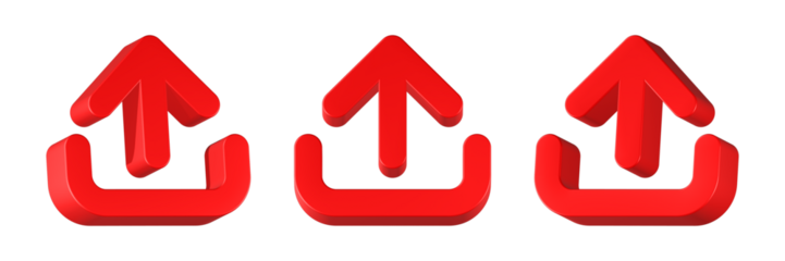 upload icon 3d rendering red color