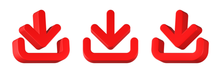 download icon 3d rendering red color