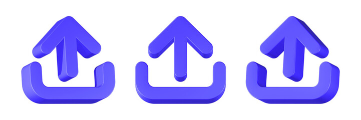 upload sign icon 3d render blue color