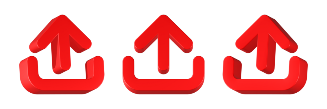 upload icon 3d rendering red color - Powered by Adobe