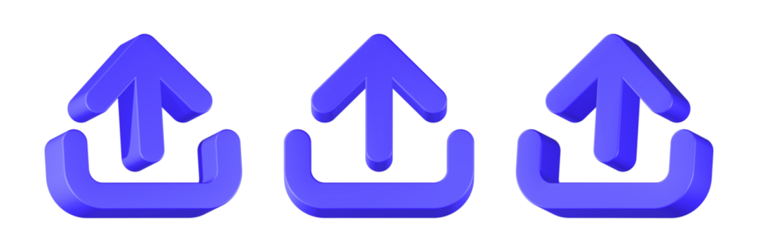 upload sign icon 3d render blue color - Powered by Adobe