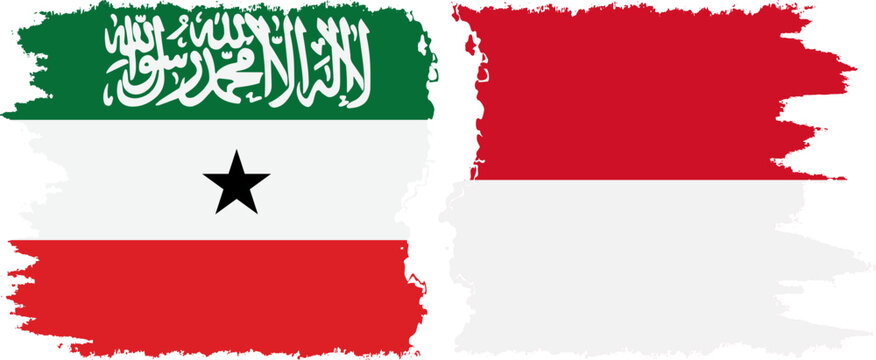 Monaco and Somaliland grunge flags connection, vector