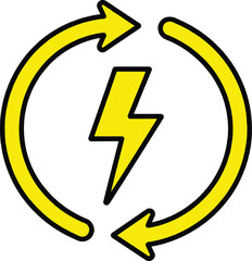Renewable energy cycle icon with lightning bolt symbol