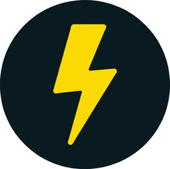 Simple yellow lightning bolt icon inside a dark circle