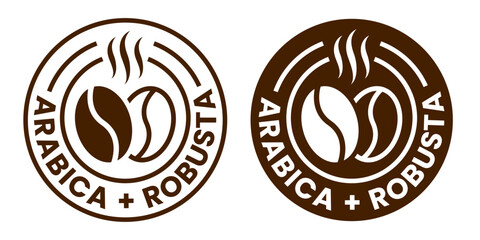 Coffee shop logo. Retro badge coffee bean and leaf branch with mountain natural icon line stamp logo vector design in vintage hipster modern style, premium coffee shop bar brand symbol icon.