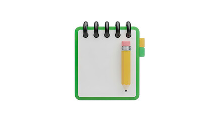 3D Notebook and Pencil Icon
