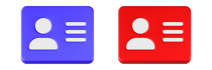 personal card icon 3d render red & blue color