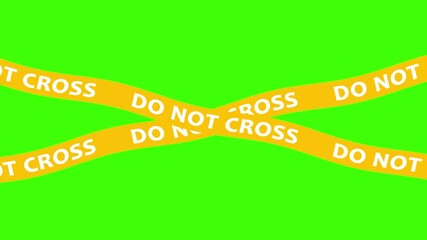 Yellow caution tape with text DONOTCROS on a green background white