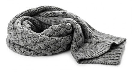 Cozy Knitted Scarf: A detailed close-up of a luxurious knitted scarf, showcasing its intricate woven texture and inviting warmth, perfect for chilly days and adding a touch of elegance.