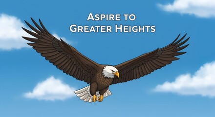 Obraz premium Bald Eagle Soaring High in Blue Sky