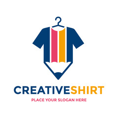 Creative shirt logo design. Vector illustration of a t-shirt merging with a pencil, perfect for fashion designers, art studios, and apparel brands.
