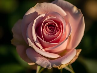 Romantic Close Up of a Delicate Light Pink Rose in Soft Light